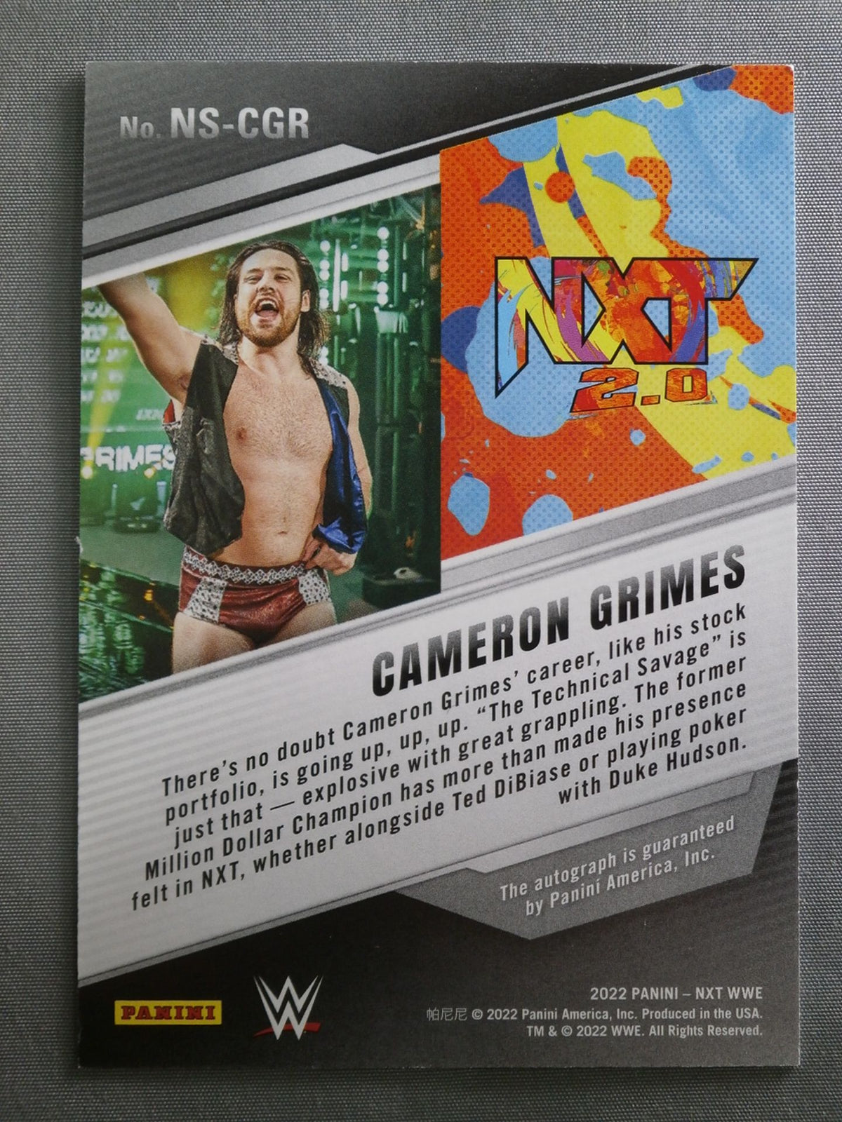 2022 WWE PANINI Cameron Grimes Official Autographed Card