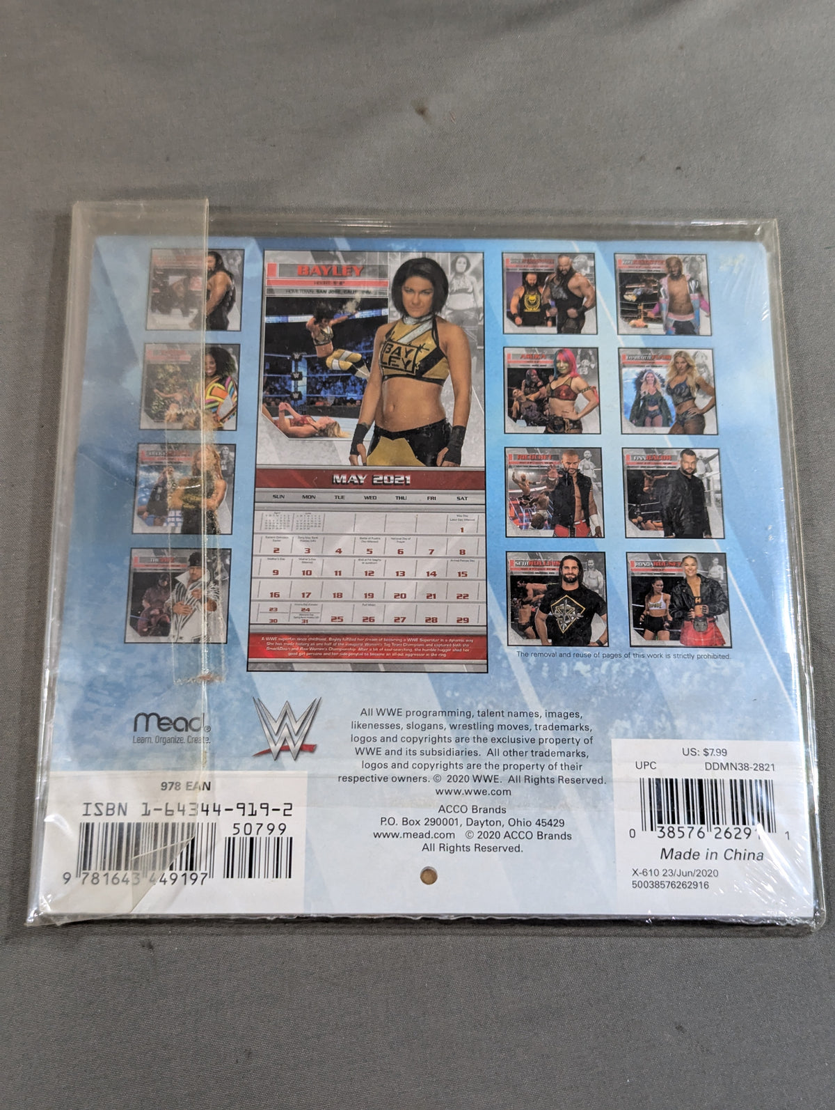 WWE 2021 Mini Size Calendar