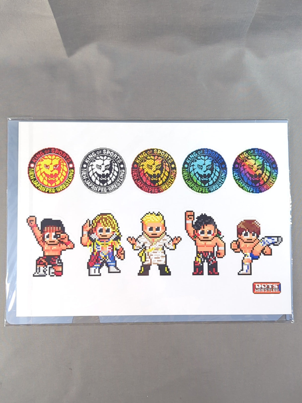 New Japan Pro Wrestling A4 plastic file folder & Die-cut Sticker Set (WOW dotswrestler ver.)