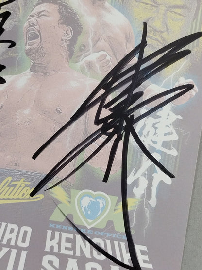 Tenryu Genichiro  & Kensuke Sasaki  hand signed autograph Pro-Photo  (A-1)