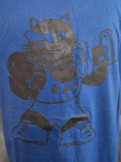 ブラック・キャット イラストTシャツ②(ブルー)