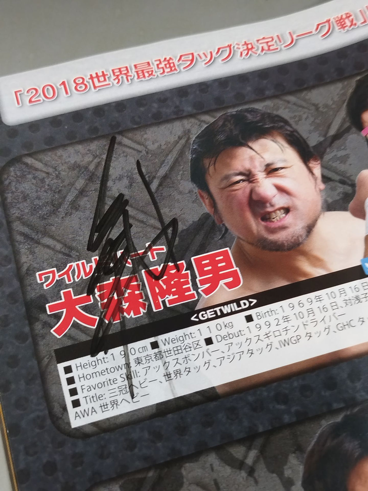 【2選手直筆サイン入り】2018世界最強タッグ決定リーグ戦