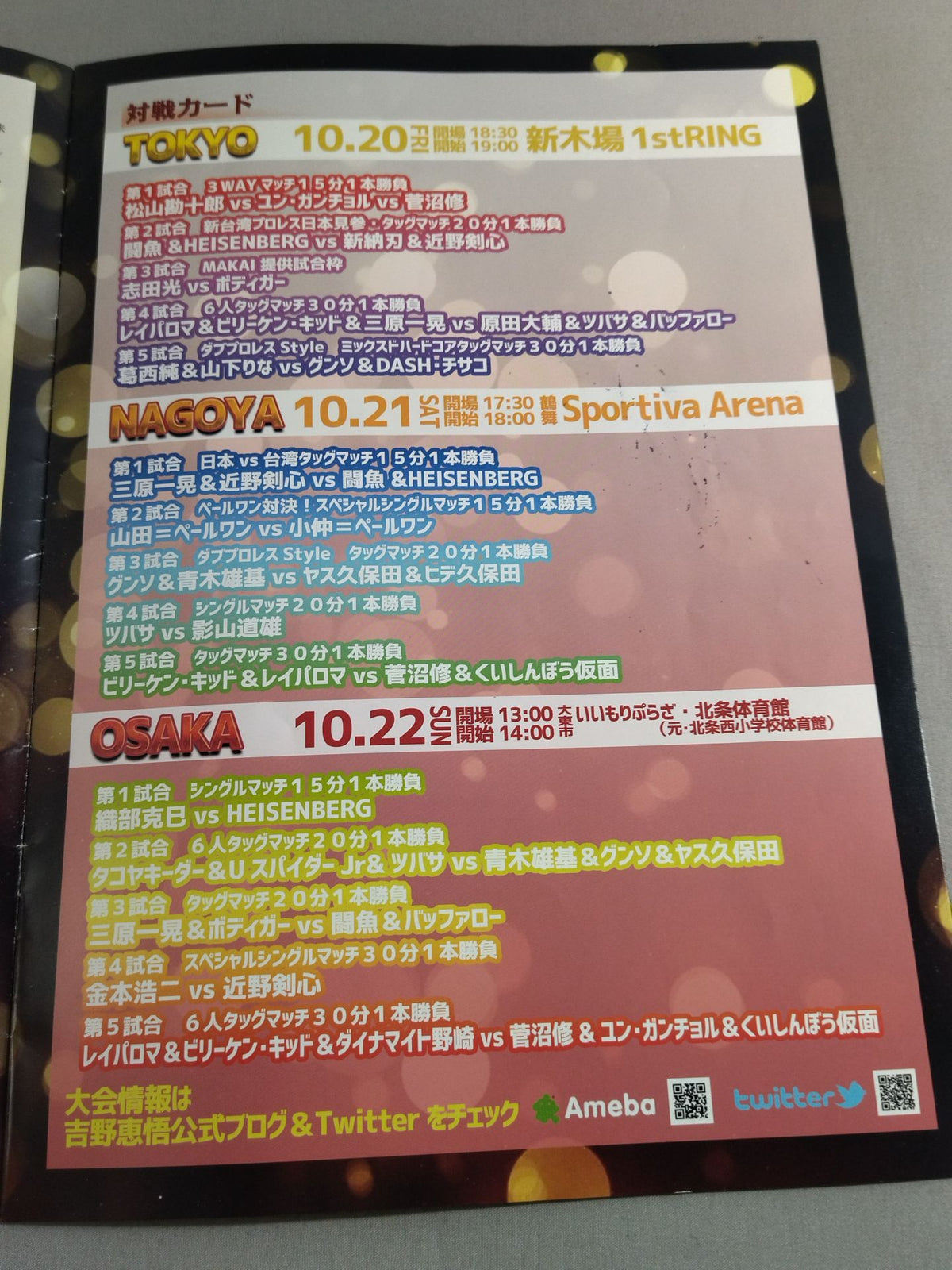 【19名直筆サイン入り】吉野恵吾レフェリー10周年 芸能生活15周年 記念興行東名阪ツア