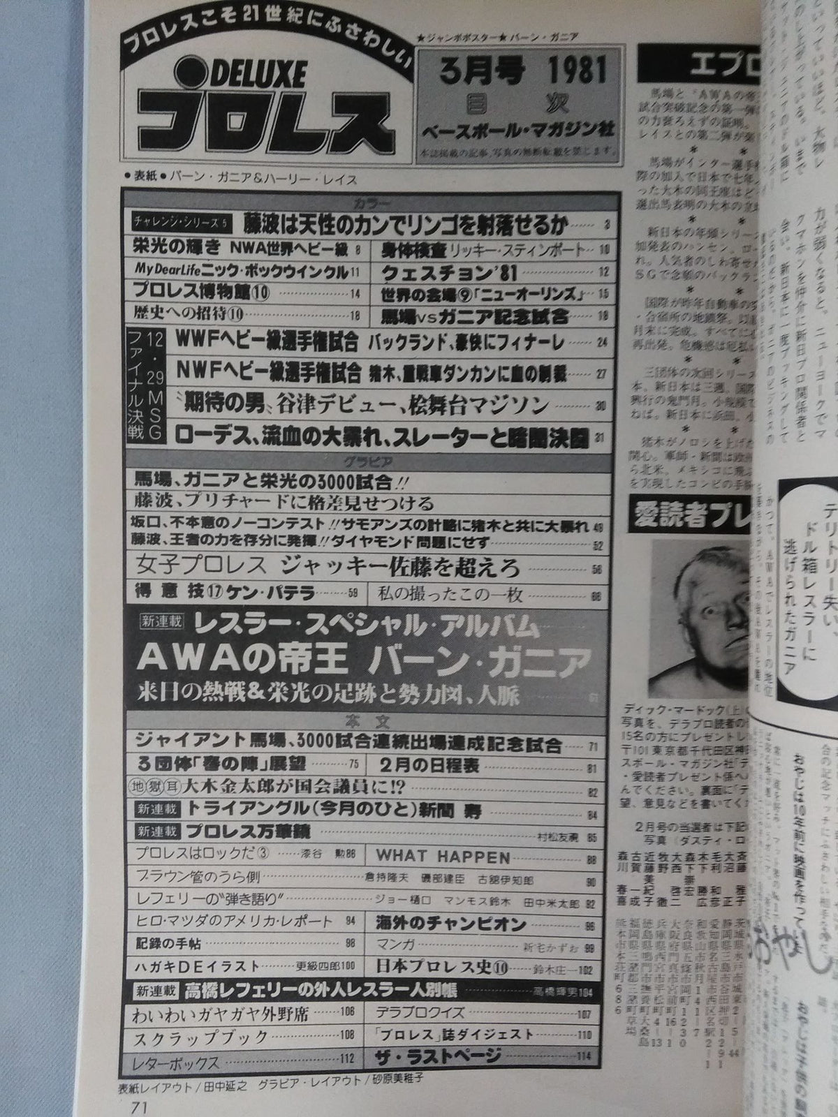 デラックスプロレス 1981年3月号