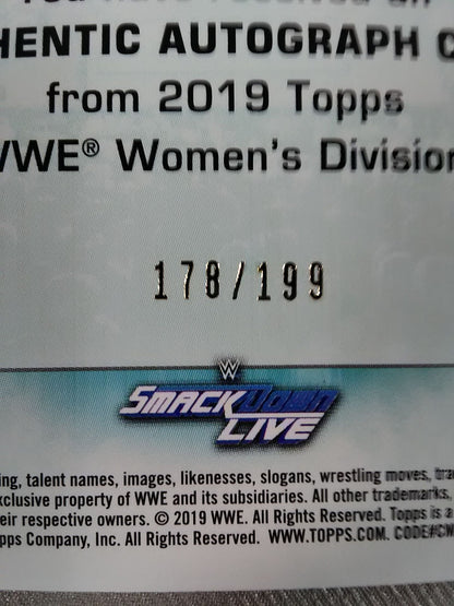 2019 WWE topps Sonya Devil Official Autographed Card
