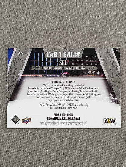 2021 AEW UPPER DECK SCU Frankie Kazarian & Scorpio Sky Official Relic Card (Costume)