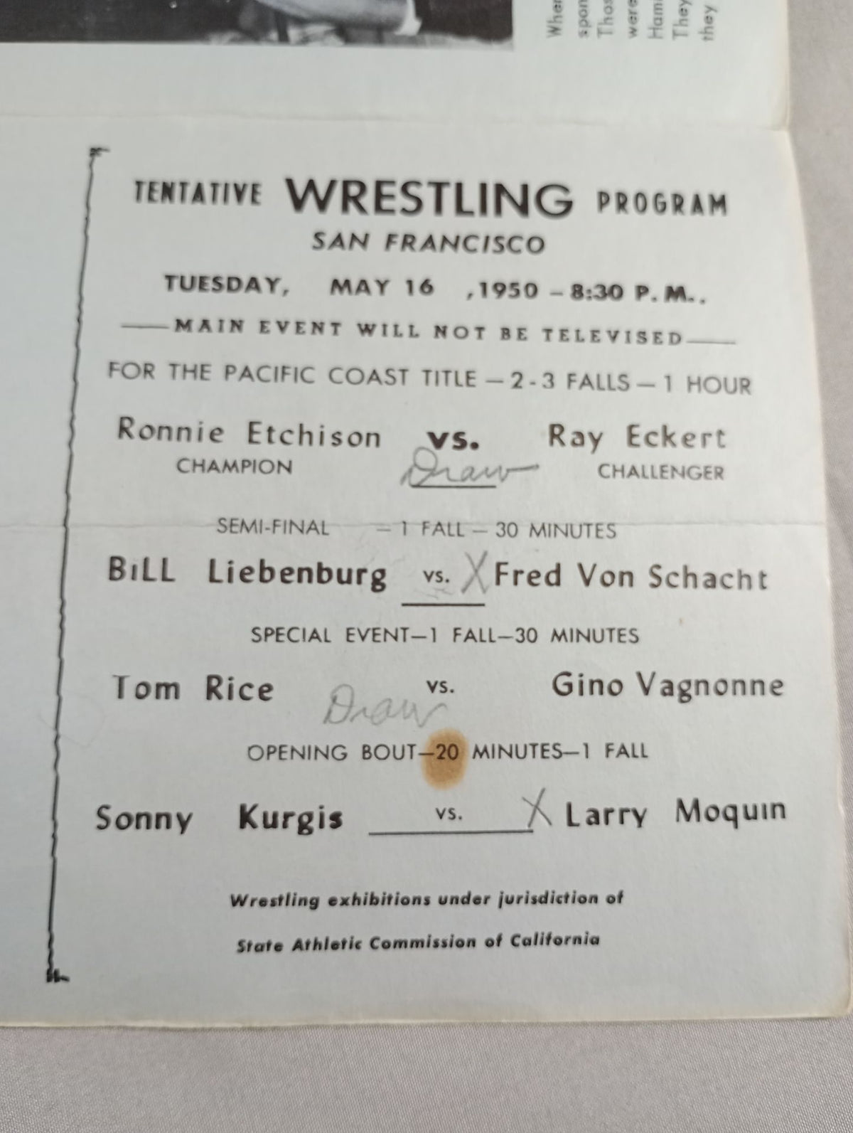 West Coast Wrestling  News (May 16, 1950)