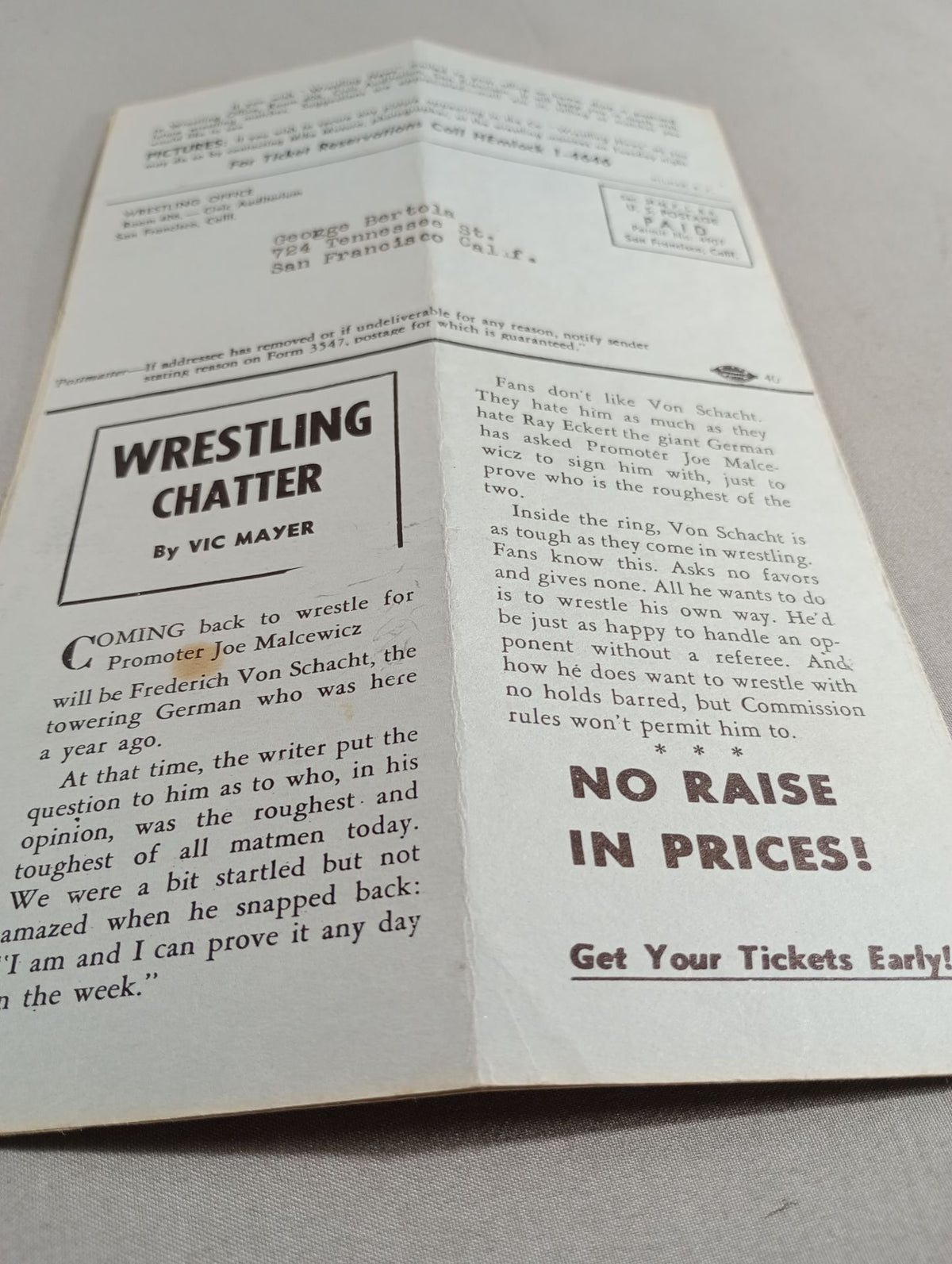 West Coast Wrestling  News (May 16, 1950)