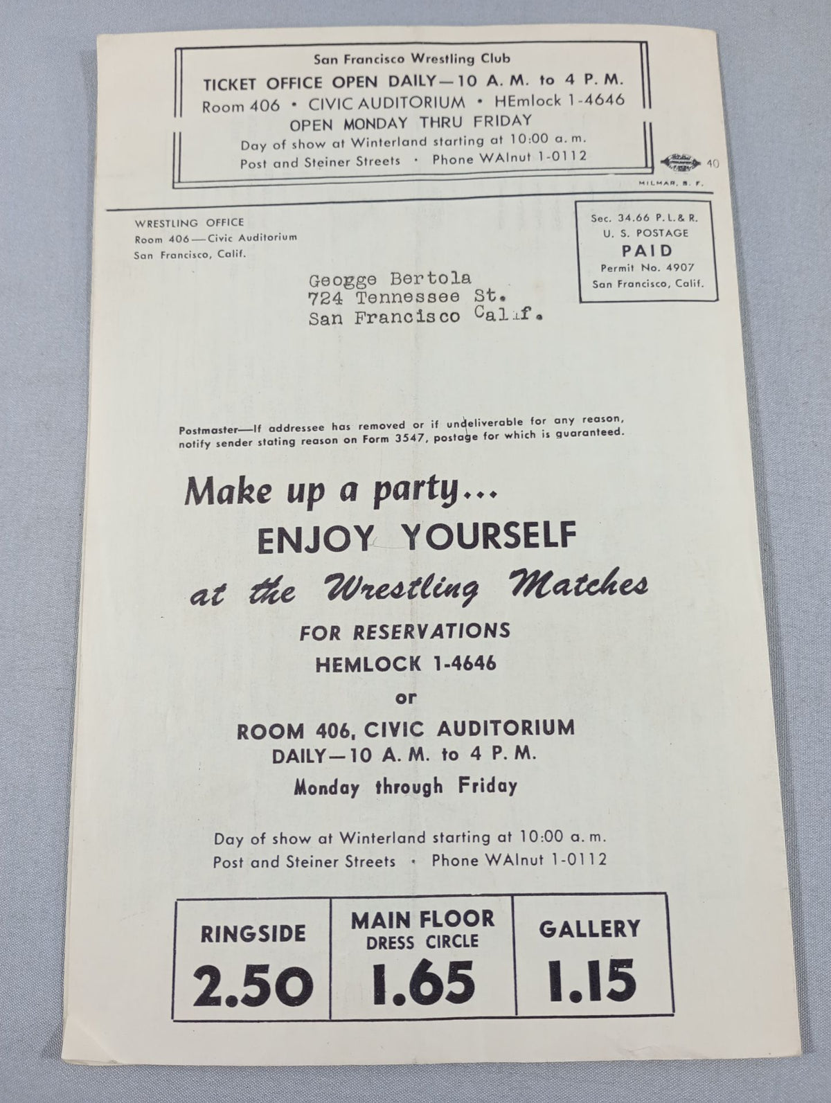 West Coast Wrestling  News (1950.11.28)