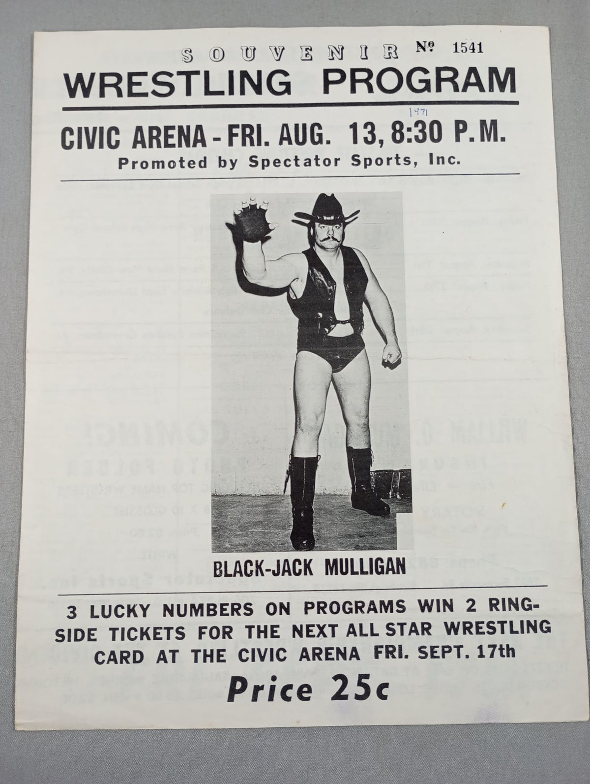 SOUVENIR Wrestling  PROGRAM No.1541