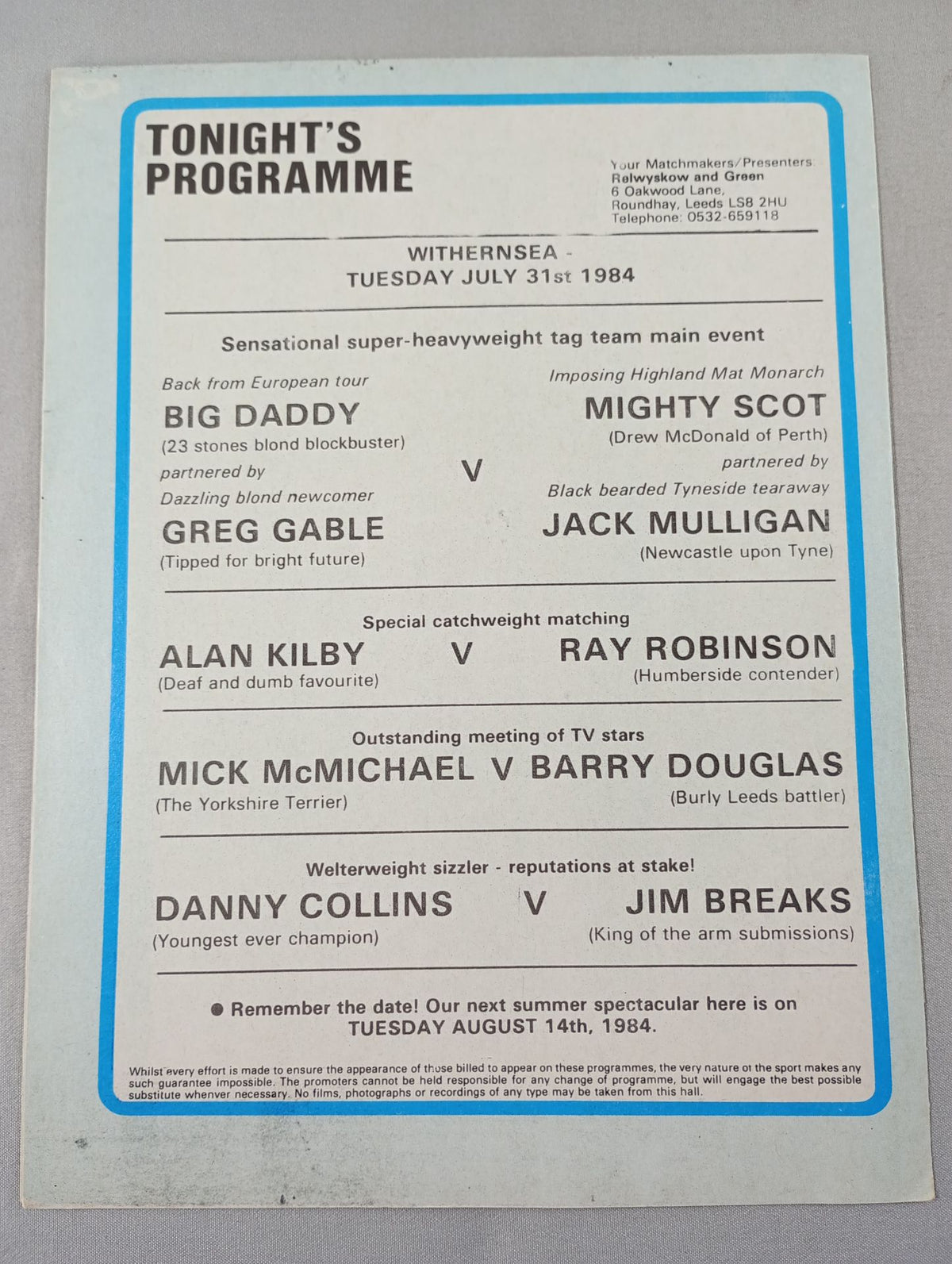 INTERNATIONAL PROFESSIONAL WRESTLING ISSUE No.14 / 1984