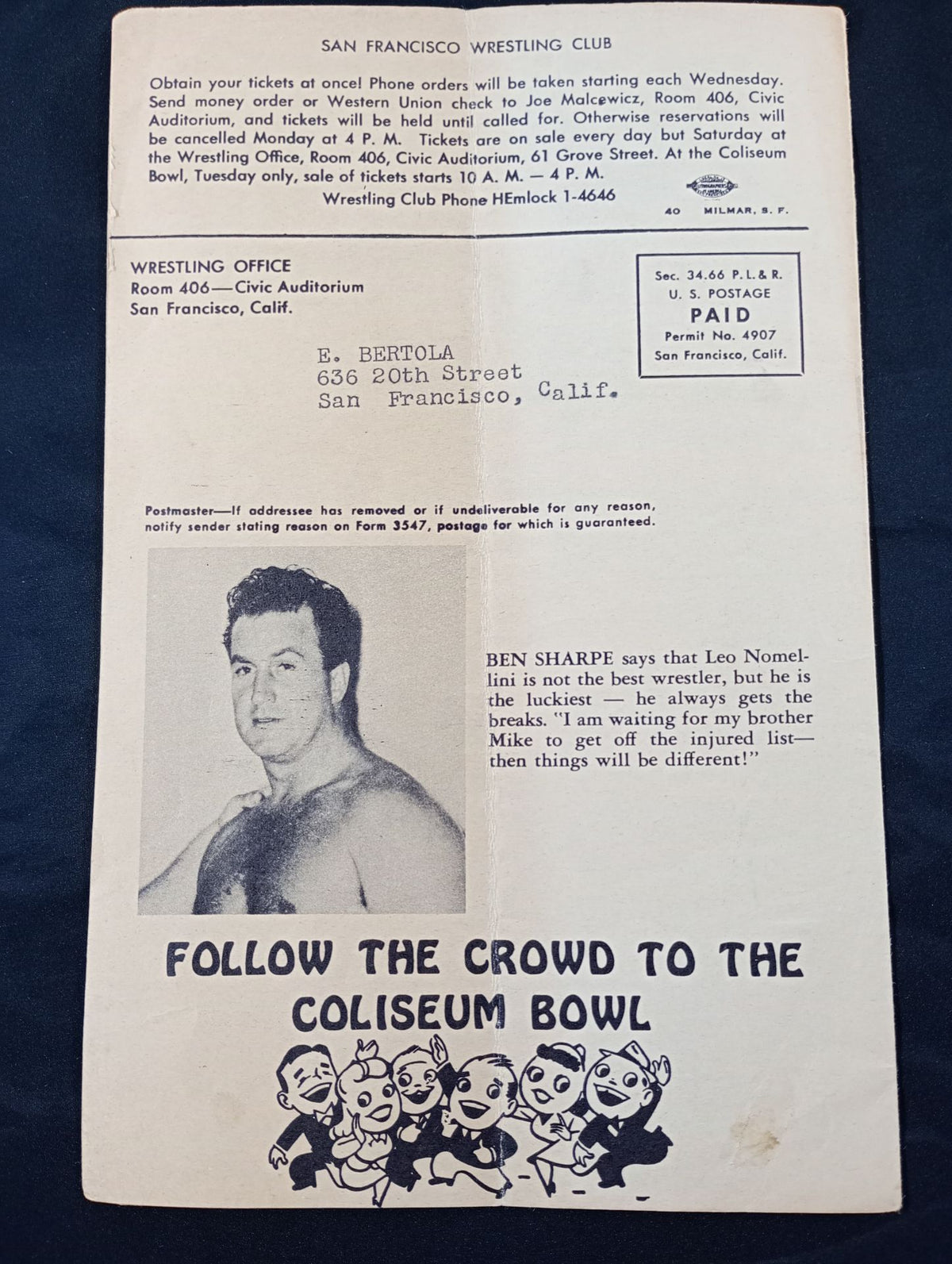 ★ Rikidozan joins ★ West Coast Wrestling NEWS(1952.3.11)
