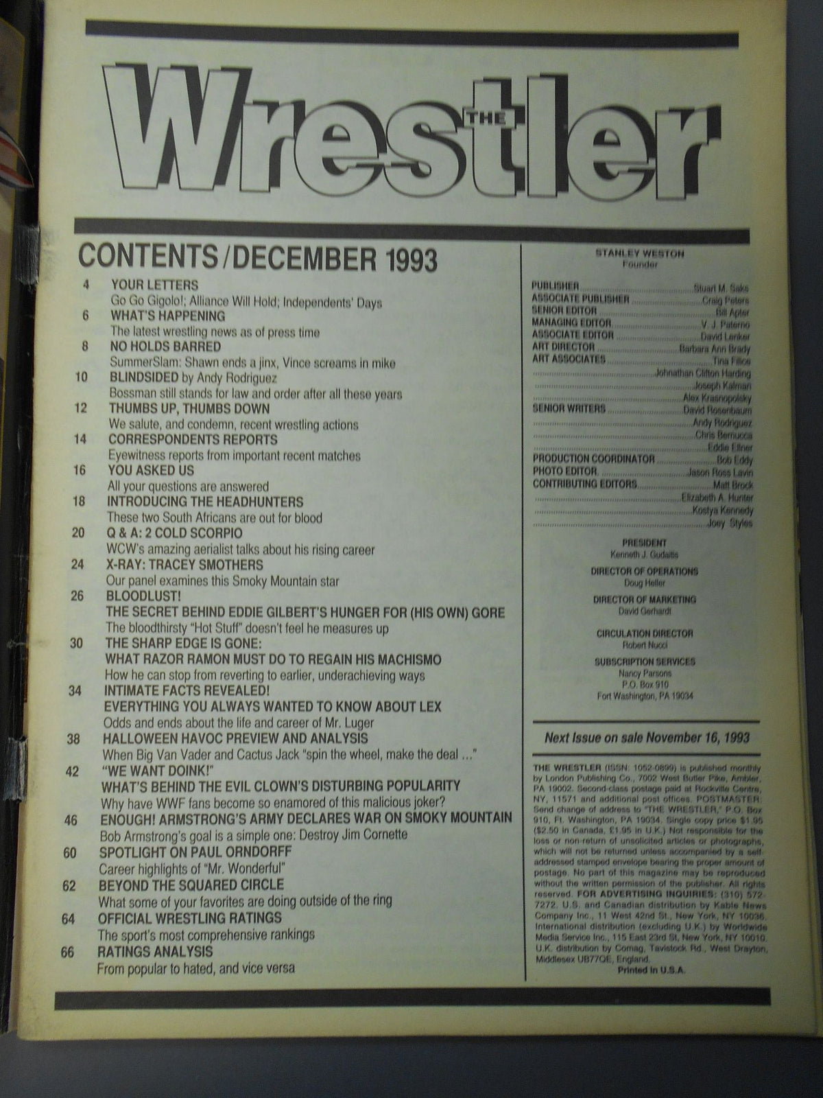 THE Wrestler December 1993