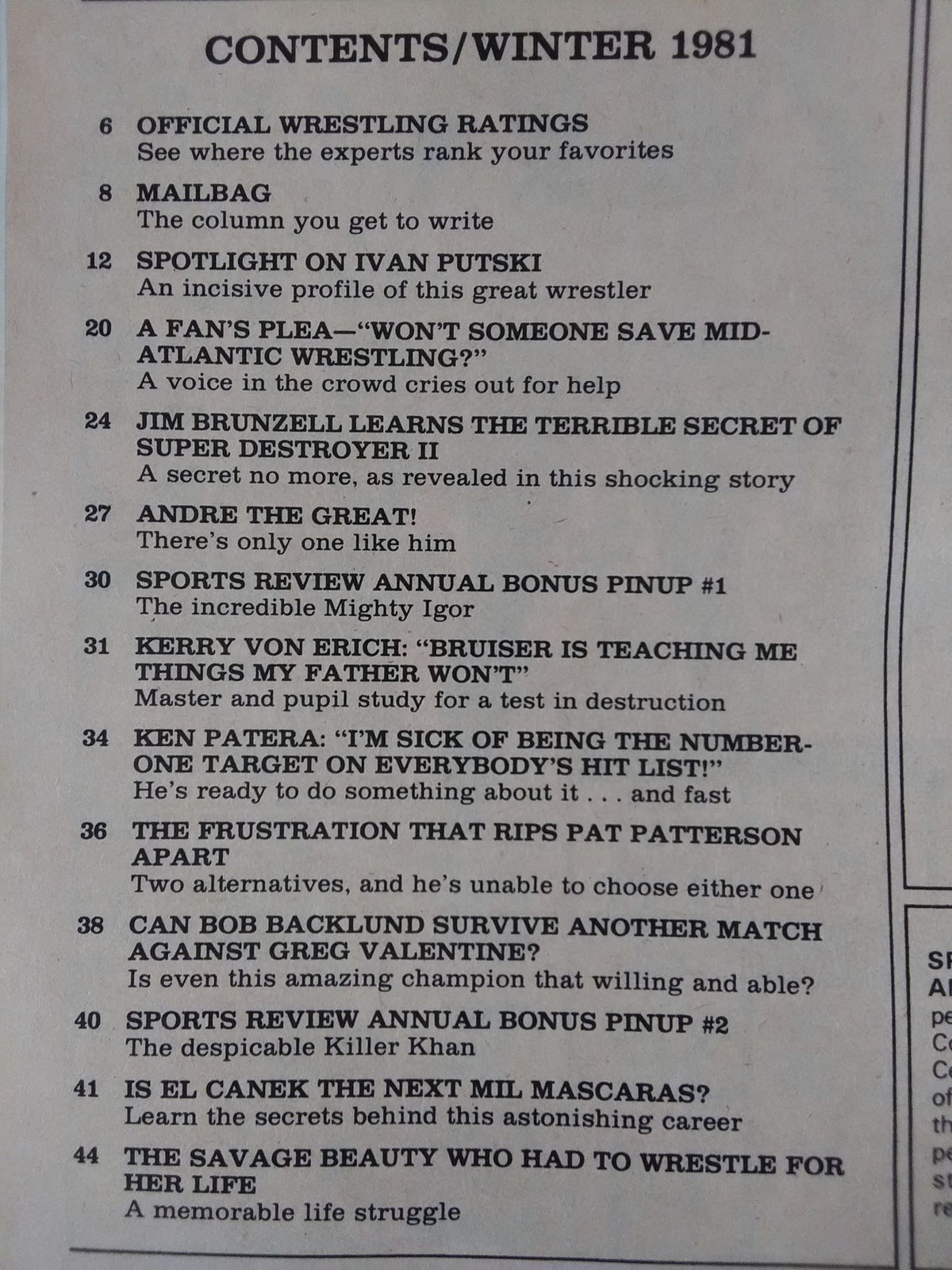 SPORTS REVIEW Wrestling 1981年Winter