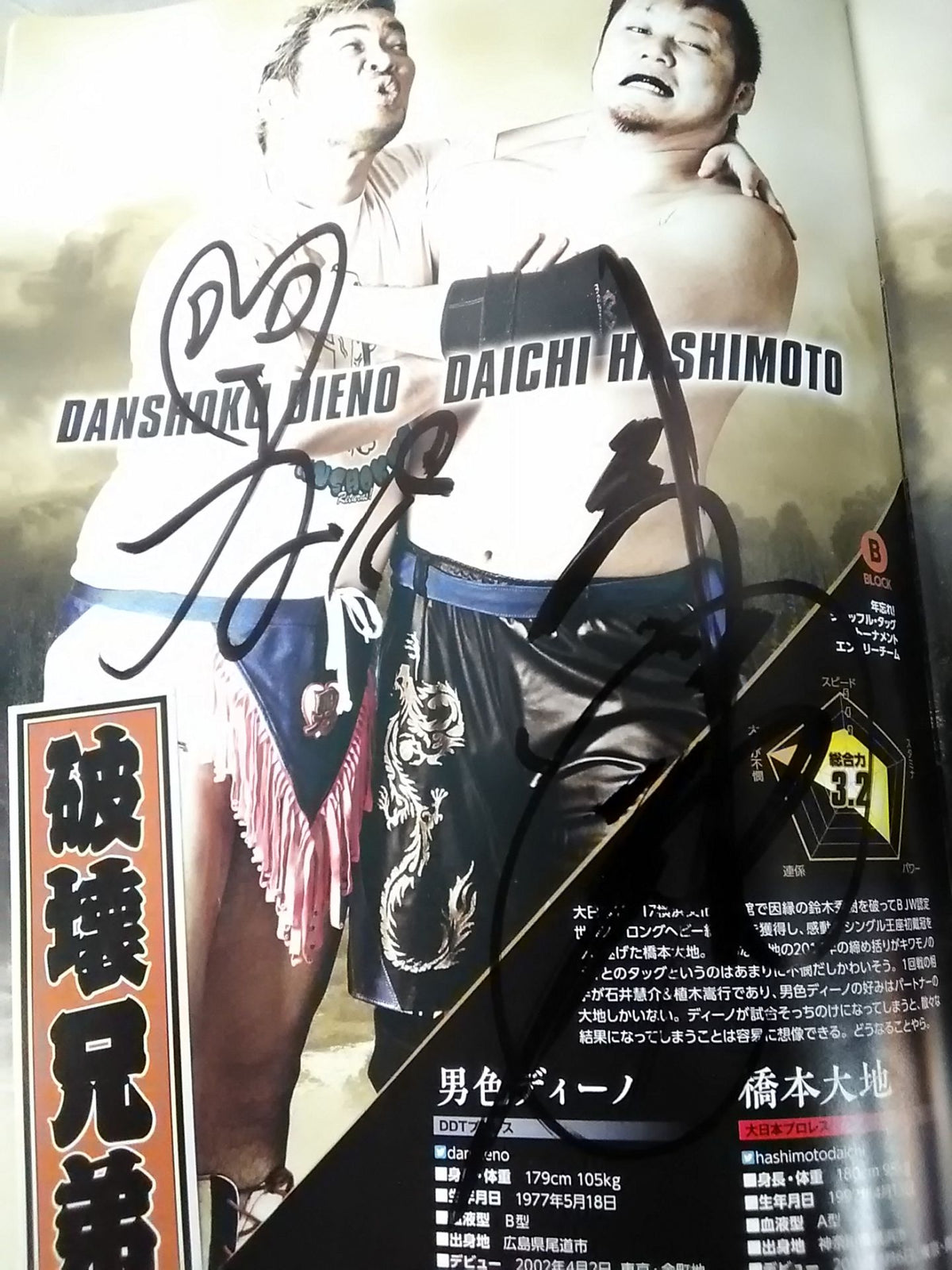 [8 fighters hand signed autograph ] Year-Pro Wrestling  2017 Year-End! Shuffle Tag Tournament