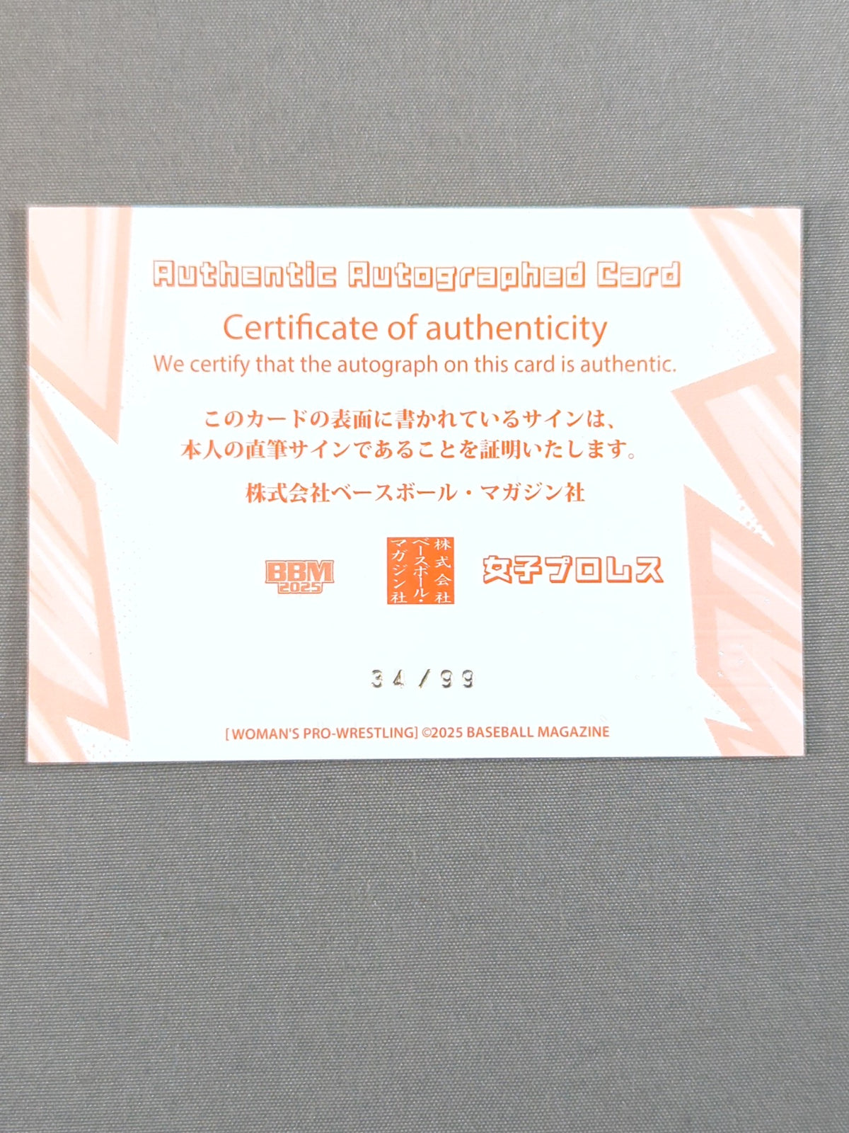 2025 BBM Raideen Steel Official Autographed Card