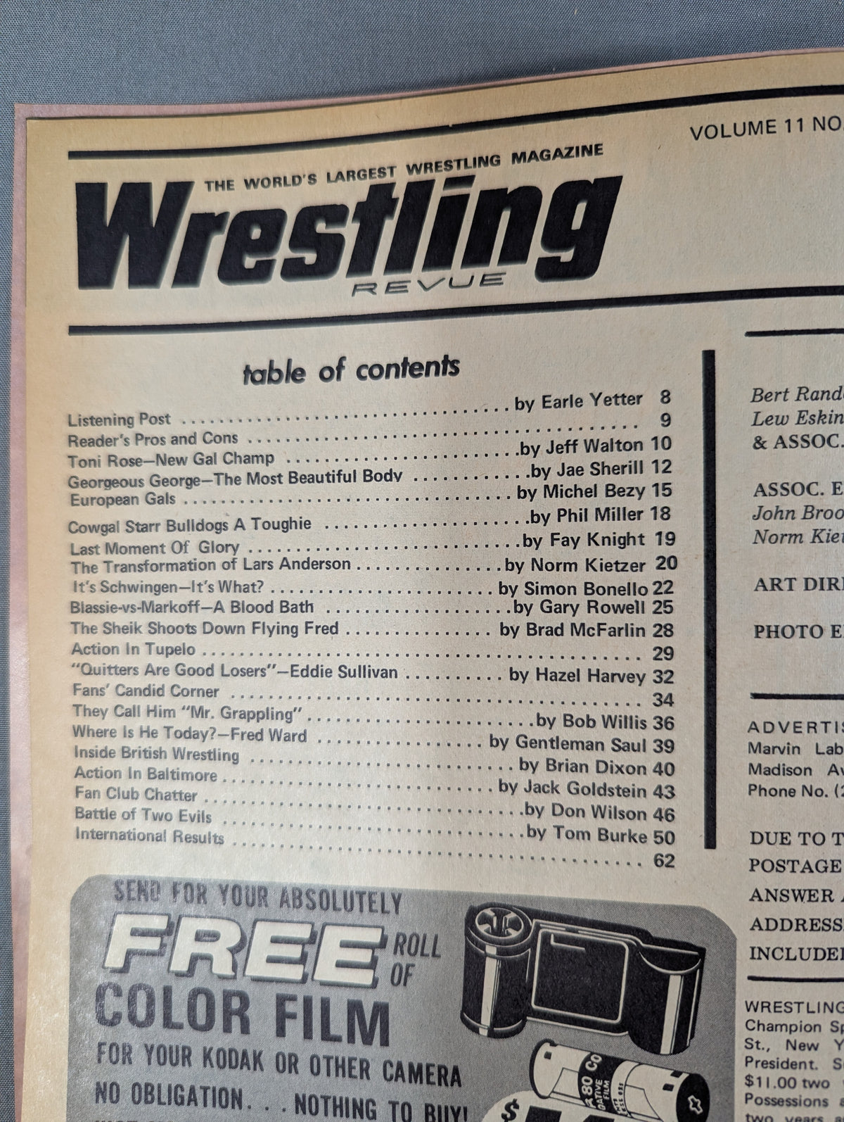 Wrestling REVUE 1970年11月号