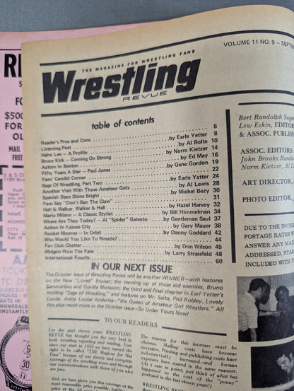 Wrestling REVUE September 1970 issue