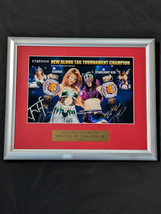 ★ First Champions ★ STARLIGHT KID & KARMA 2 hand signed autographs Photo frame