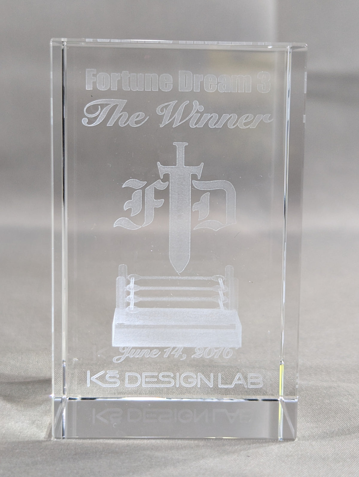 Fortune Dream3 "The Winner" 3D Crystal Trophy
