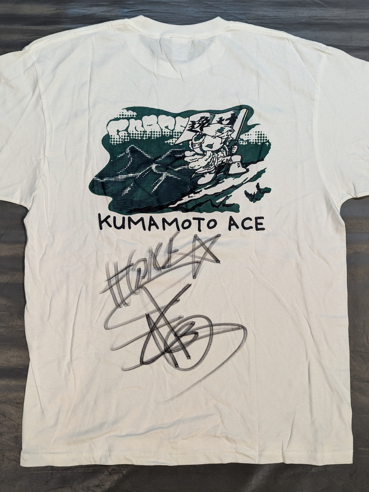 【hand signed autograph】 Hiroshi Tanahashi "I LOVE KUMAMOTO" T-shirt