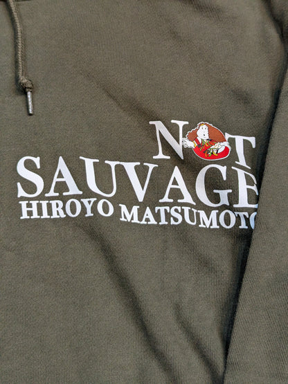 Hiroyo Matsumoto "NOT SAUVAGE" Pullover Hoodie  (Khaki)
