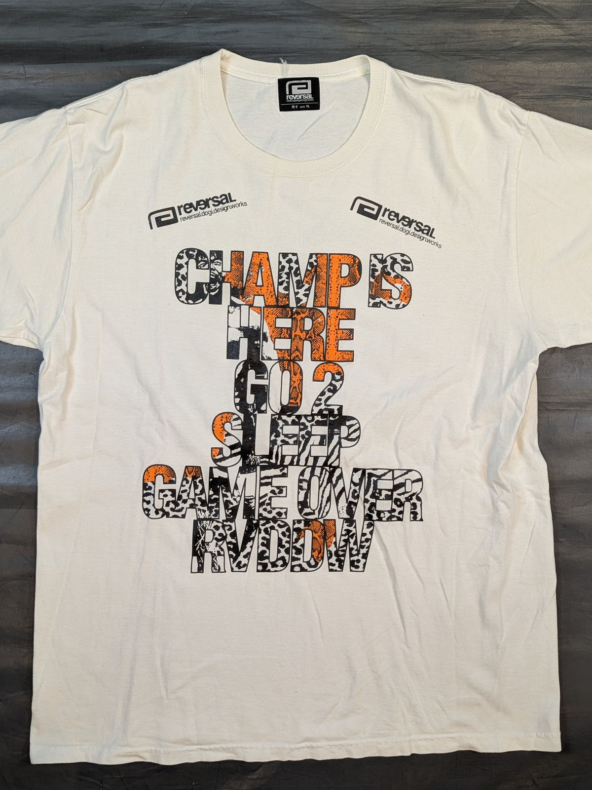 KENTA「CHAMP IS HERE GO 2 SLLEP GAME OVER」Tシャツ(ホワイト)