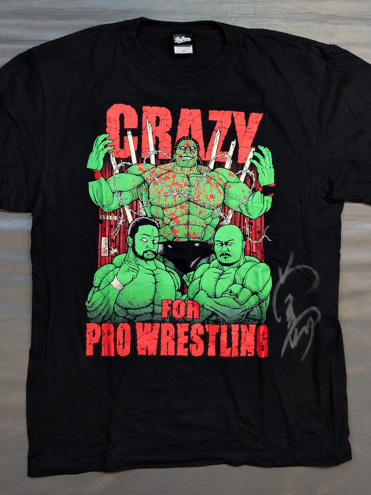 【岡林裕二 直筆サイン入り】大日本プロレス×ケンガンアシュラ「関林ジュン」コラボTシャツ