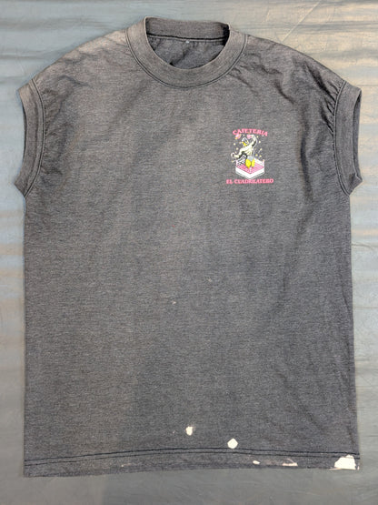 CAFETERIA EL CUADRILATERO Illustration Sleeveless T-Shirt (Gray)