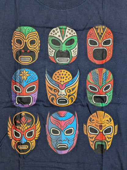 Luchador Mask Illustration T-Shirt (Navy)