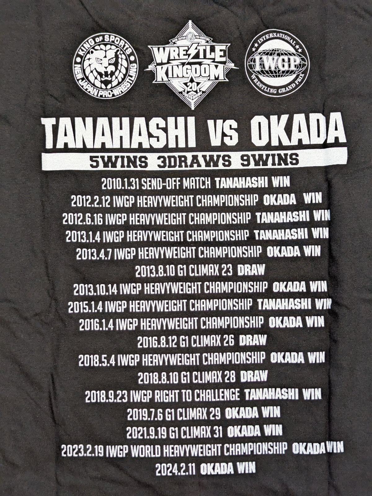Hiroshi Tanahashi  vs Kazuchika Okada "WK20" Match Commemorative T-Shirt (2)