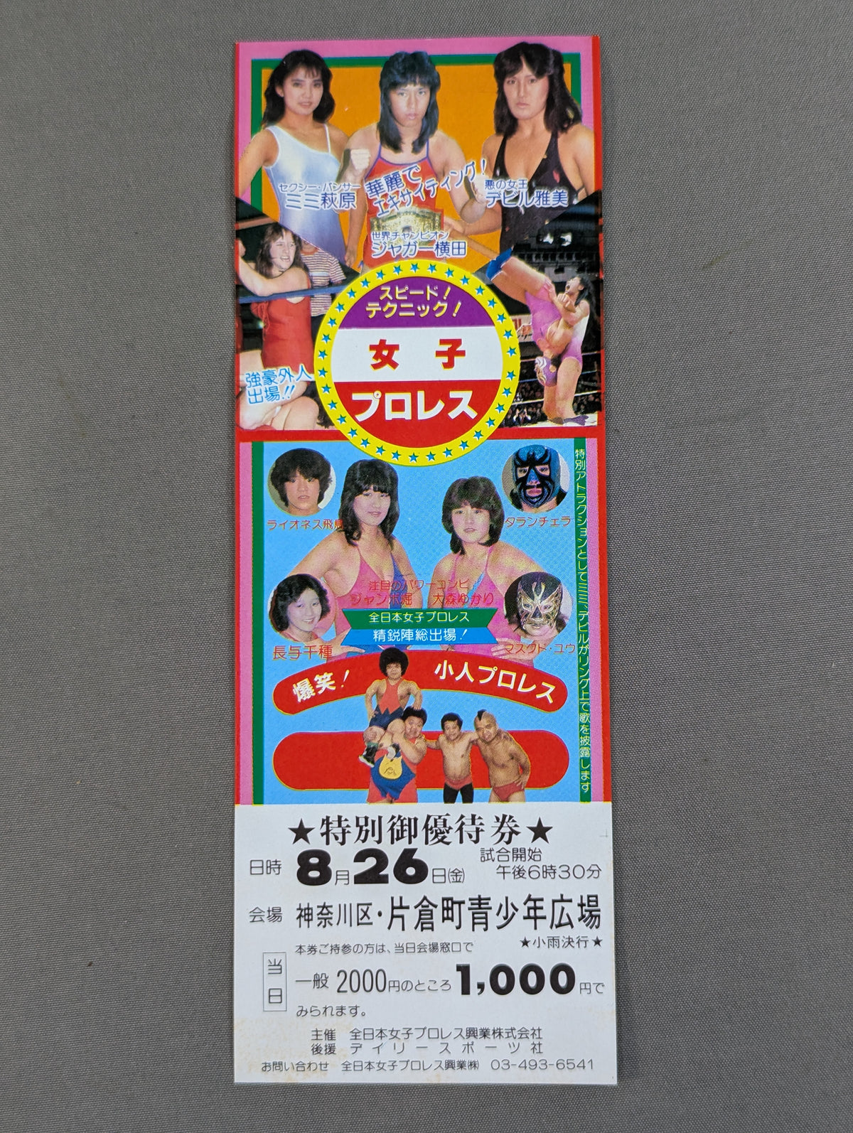 ★スピード！テクニック！★ 全日本女子プロレス 神奈川大会 特別御優待券