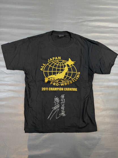【諏訪魔 直筆サイン入り】全日本プロレス「2011 チャンピオンカーニバル」ロゴTシャツ(ブラック)