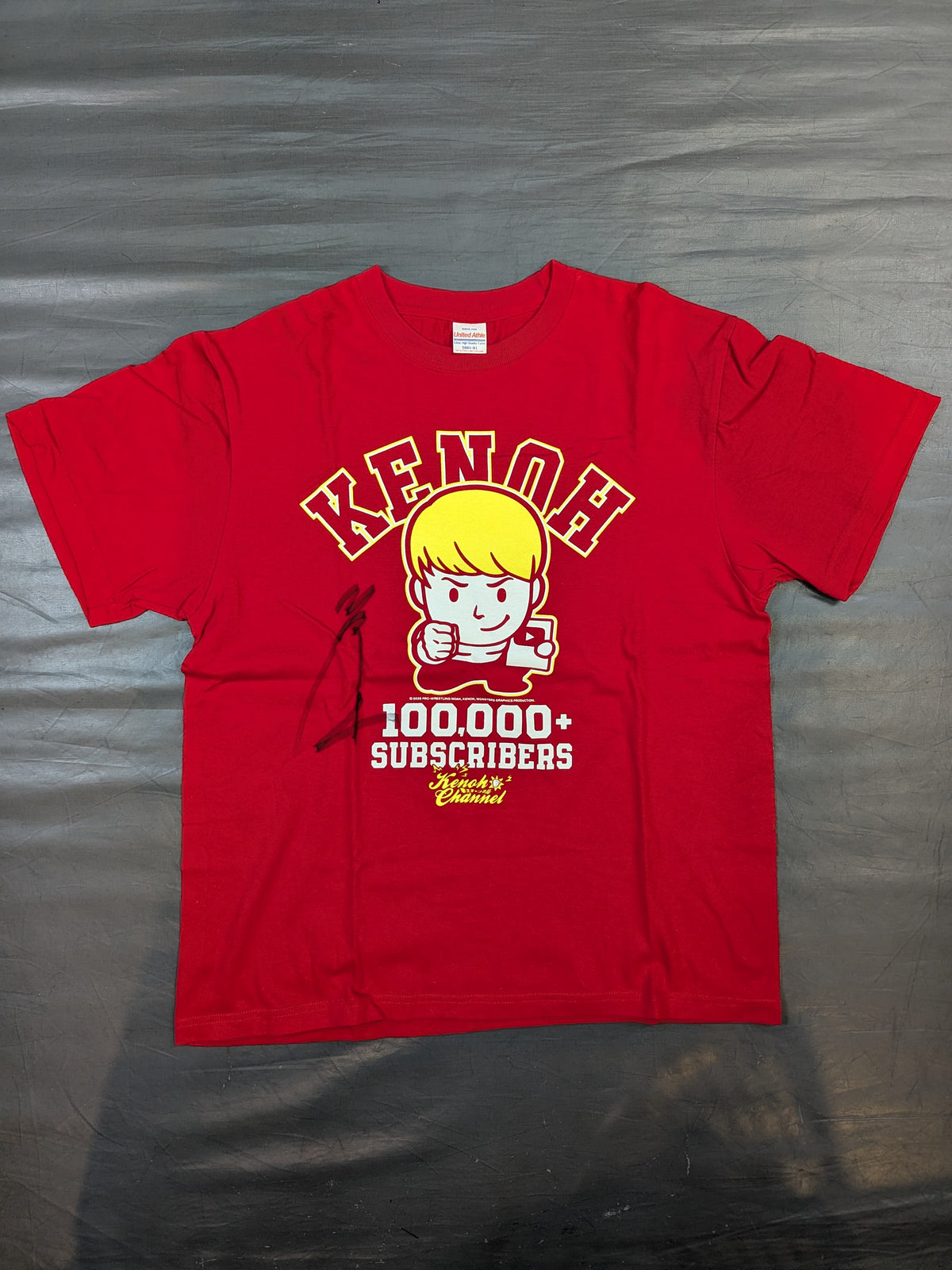 【直筆サイン入り】拳王チャンネル「10万人感謝祭」イラストTシャツ(レッド)