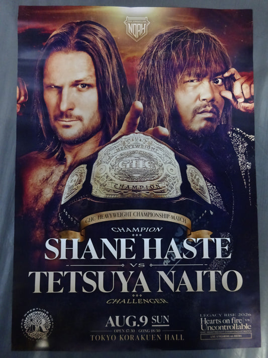 【GHCヘビー級選手権試合】シェイン・ヘイストvs内藤哲也 ビジュアルポスター