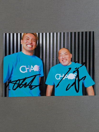 オカダ・カズチカ＆石井智宏 直筆Wサイン入り 写真