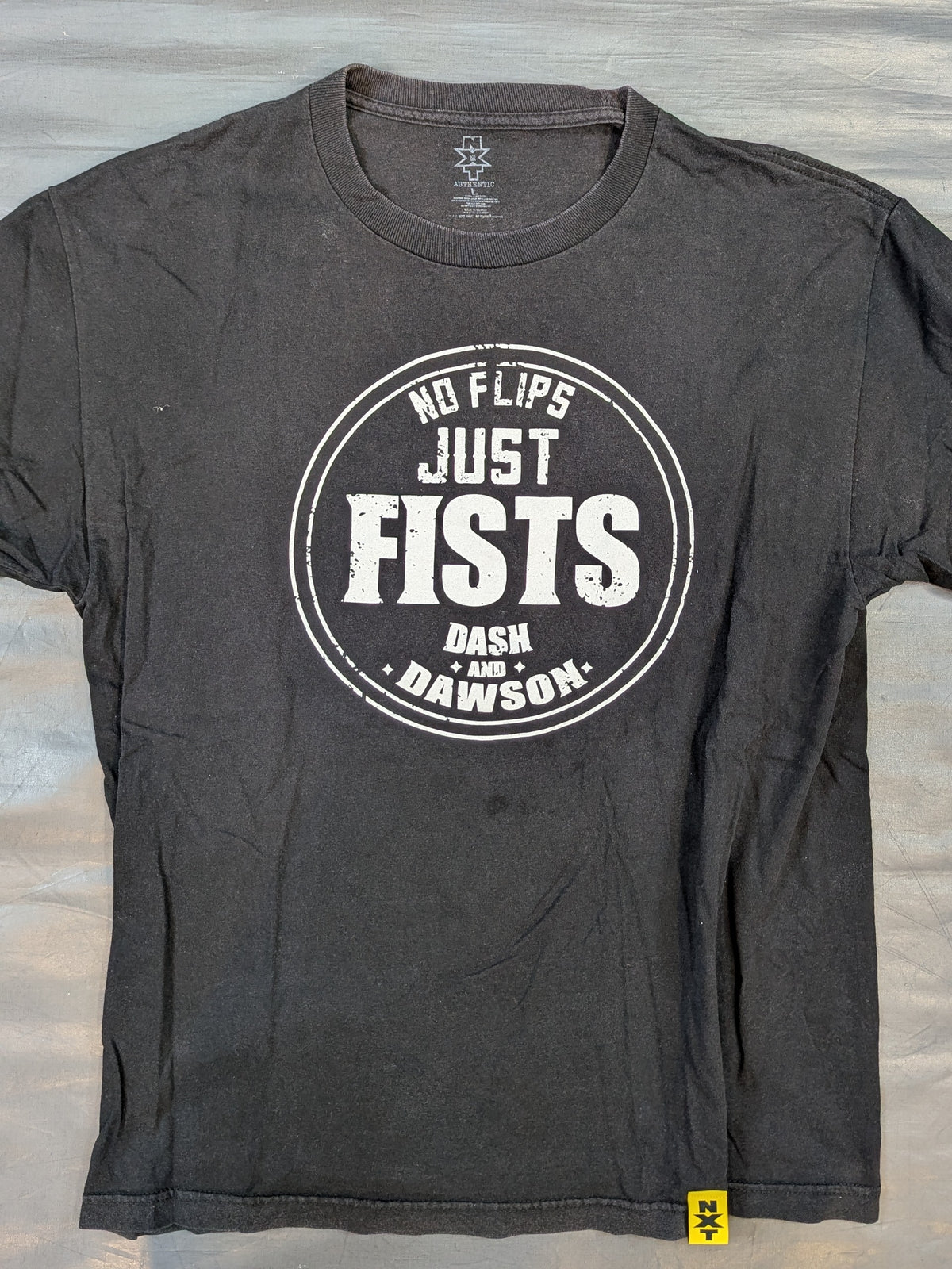 The Revival (Dash Wilder & Scott Dowson) "NO FLIPS JUST FISTS" T-SHIRT (WWE (2010s) / Black)