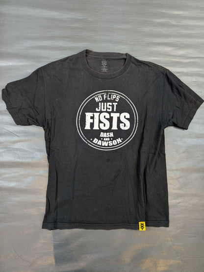 The Revival (Dash Wilder & Scott Dowson) "NO FLIPS JUST FISTS" T-SHIRT (WWE (2010s) / Black)