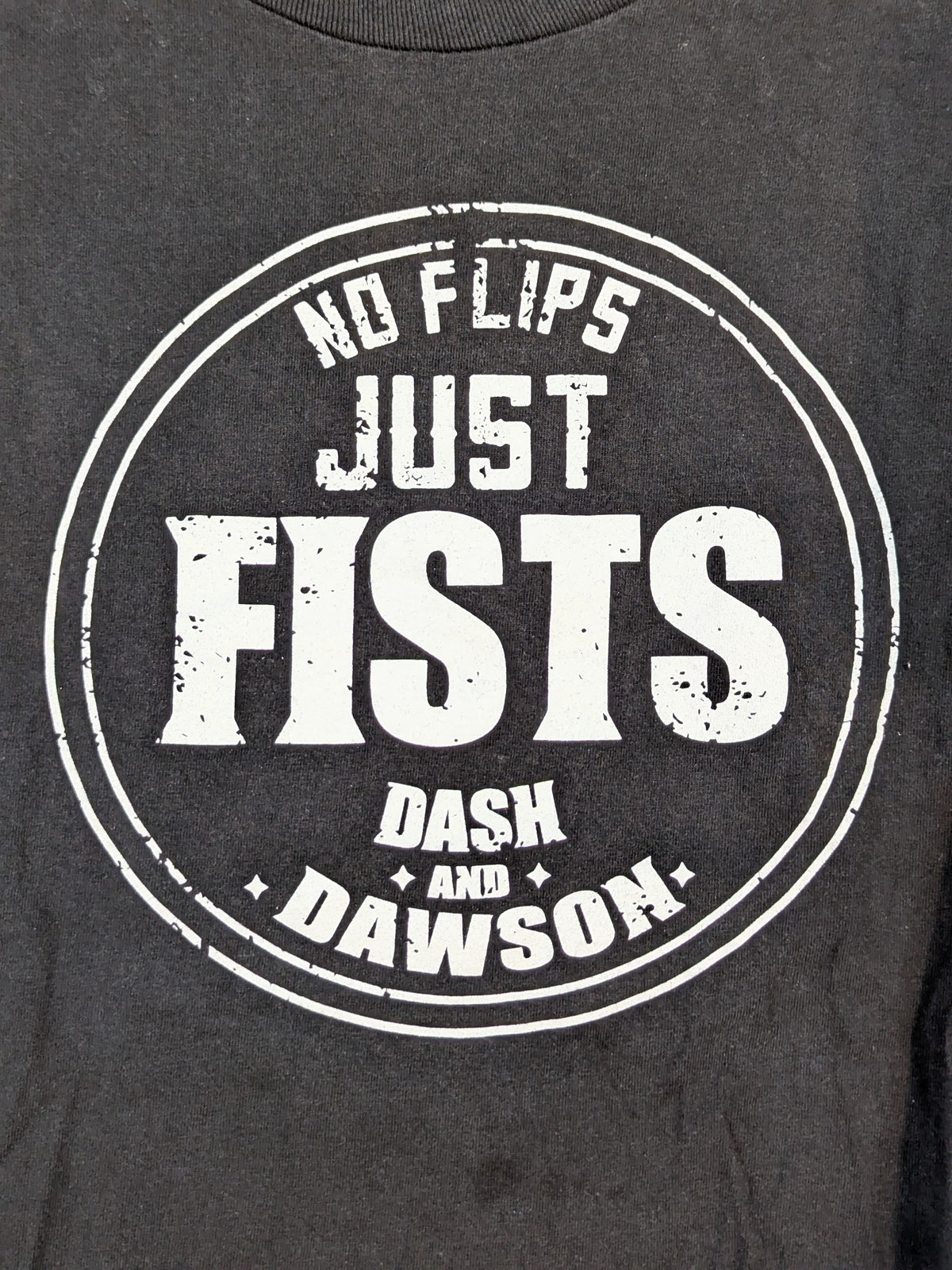 The Revival (Dash Wilder & Scott Dowson) "NO FLIPS JUST FISTS" T-SHIRT (WWE (2010s) / Black)