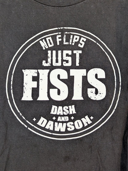 The Revival (Dash Wilder & Scott Dowson) "NO FLIPS JUST FISTS" T-SHIRT (WWE (2010s) / Black)
