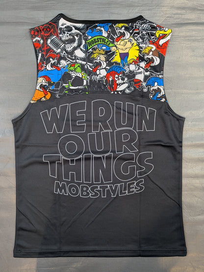 MOBSTYLES "RUN&FIGHT&MOSH" Sleeveless Dry Shirt (Black)