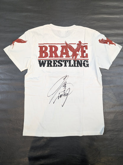 【hand signed autograph】 Naomichi Marufuji  "BRAVE Wrestling " T-shirt