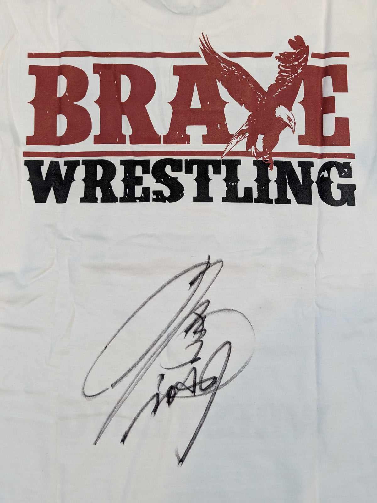 【hand signed autograph】 Naomichi Marufuji  "BRAVE Wrestling " T-shirt