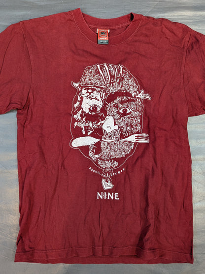 ★NINE RULAZ★ Abdullah the Butcher Collaboration T-Shirt (Burgundy)