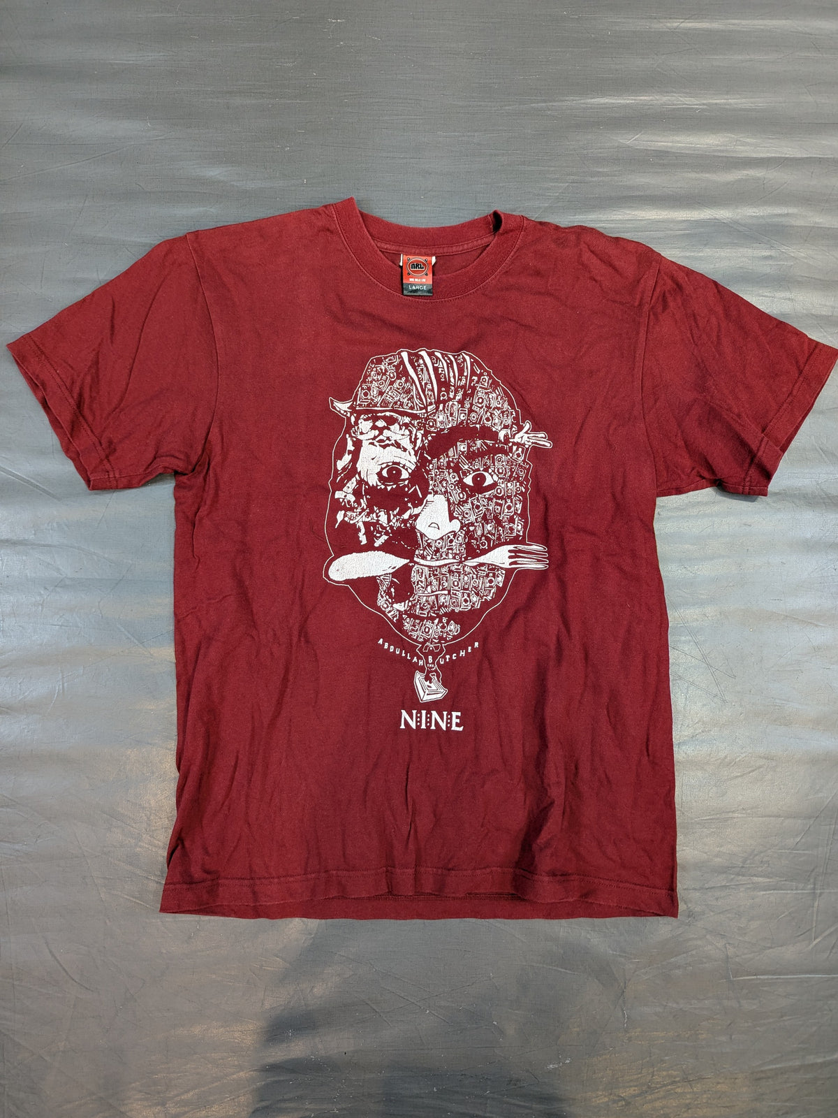 ★NINE RULAZ★ Abdullah the Butcher Collaboration T-Shirt (Burgundy)