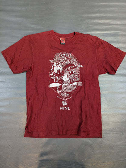 ★NINE RULAZ★ Abdullah the Butcher Collaboration T-Shirt (Burgundy)