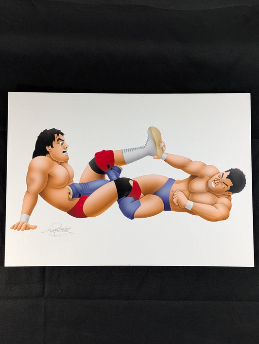 ★ Nagatoshi Sakai's original artwork ★ "New Japan Pro Wrestling vs U Inter" Muto Keiji vs. Nobuhiko Takada