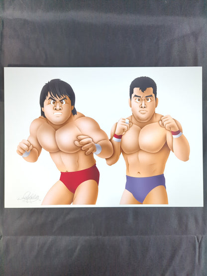 ★ Nagatoshi Sakai's original artwork ★ "New Japan Pro Wrestling vs U Inter" Muto Keiji vs. Nobuhiko Takada