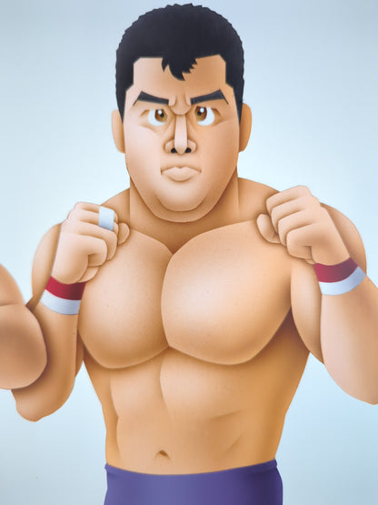 ★ Nagatoshi Sakai's original artwork ★ "New Japan Pro Wrestling vs U Inter" Muto Keiji vs. Nobuhiko Takada